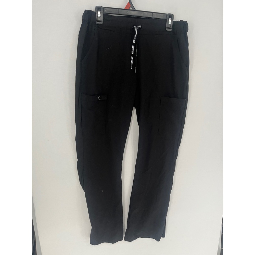 Med Couture Touch Scrub Pants Black Yoga Style Cargo Medical Trousers Size M